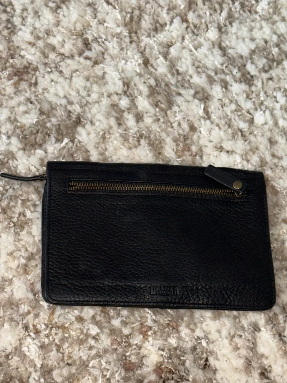 Duluth Trading Co Black Pebbled Leather Zip Pouch